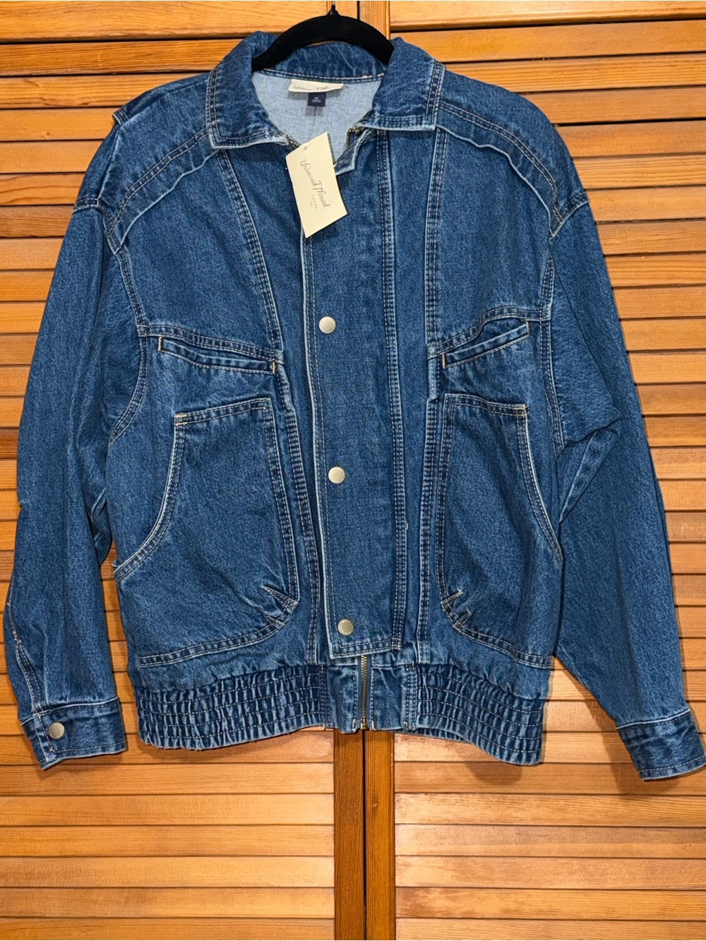 Universal Thread Dark Blue Denim Bomber-Style Jean Jacket